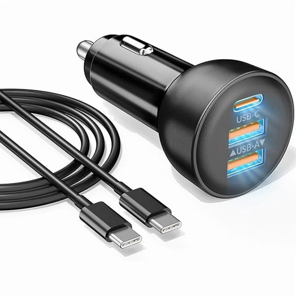 iPhone 17e 17 16 15 Pro Max Car Charger Fast Charging, 70W 3-Port USB C Car Charger Cigarette Lighter Adapter Accessories & 3FT USB C Cable for iPhone 17e/17/17 Pro Max/Air/16/16e/15 Pro/Plus, iPad