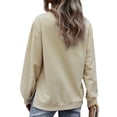 thumbnail image 7 of TWZH Women Buttons Decor Crew Neck Solid Patchwork Sweatshirt Top, 7 of 7