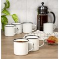 thumbnail image 5 of Red Co. Set of 6 Enamelware Metal Medium Classic 12 Oz Round Coffee and Tea Mug with Handle, Distressed White/Black Rim, 5 of 8