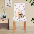 thumbnail image 4 of Yayeee 4 Pack Dining Chair Covers Stretch Parson Chairs Slipcovers Seat Protector, Pink Polka Dots, 4 of 6