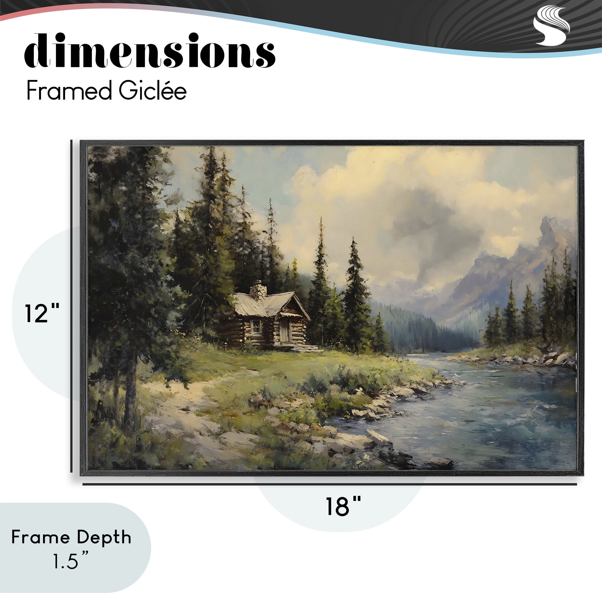 Stupell Industries Creek Cabin Riverside Retreat Black Framed Giclee Art, design by Franklyn Gregory