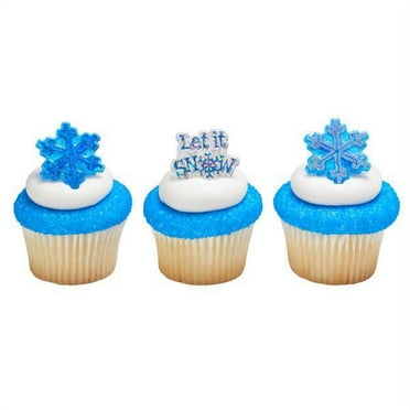 Let It Snow Cupcake Rings 12ct