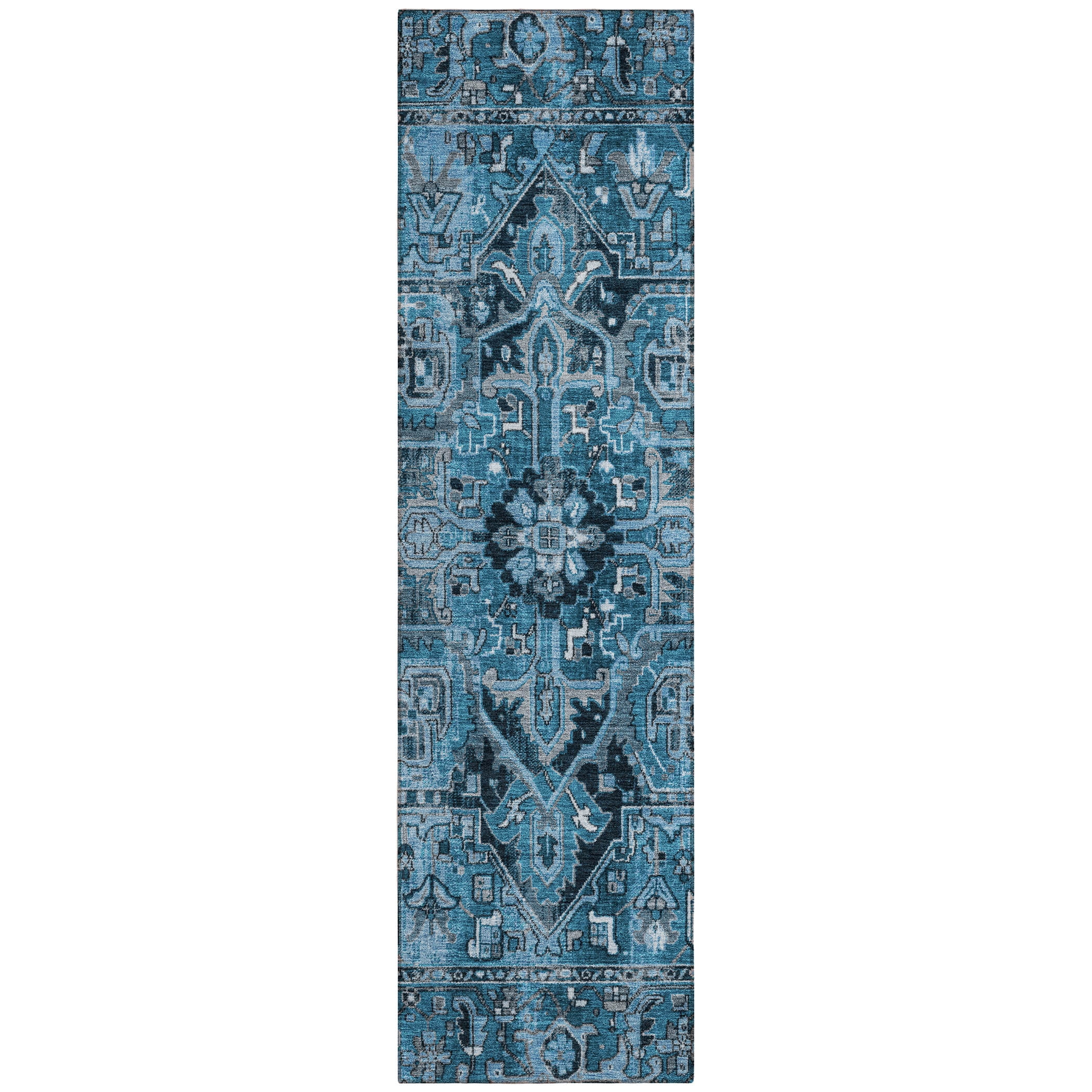 Addison Rugs Chantille Indoor/Outdoor Traditional Oriental Blue Washable Runner Rug, 2'3" x 7'6"