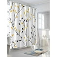 thumbnail image 3 of Shower Curtains Yellow Black Leaves Bath Curtain Simple Style Plant Waterproof Bathroom Shower Curtain Set with Hooks Decoration 36 x 72 Inches, 3 of 7