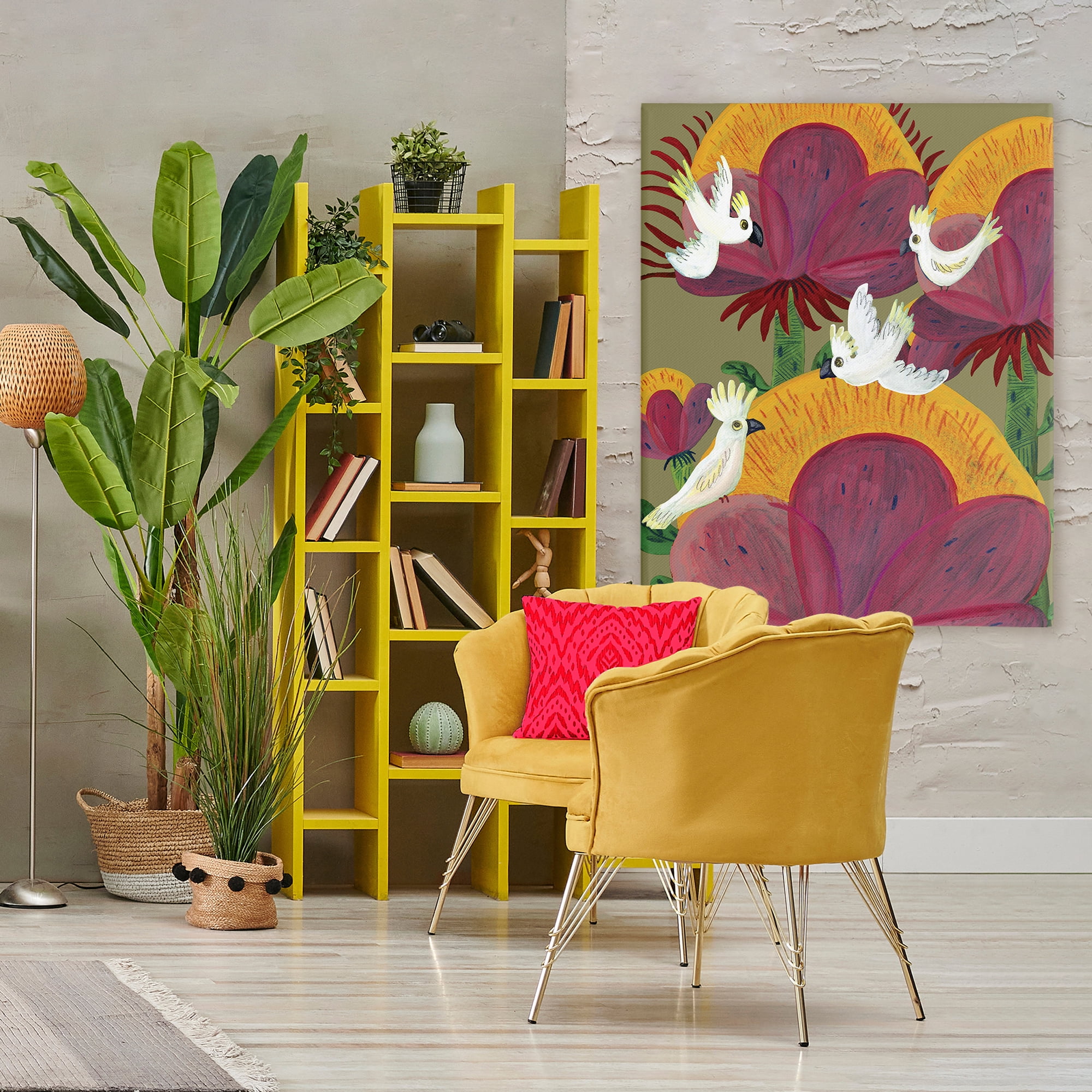 Stupell Industries Tropical Cockatoos & Plants Canvas Wall Art, design by Kay Widdowson