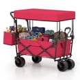 thumbnail image 1 of Costway Folding Utility Wagon with Detachable Canopy, Collapsible Garden Cart with Adjustable Push & Pull Handles Red, 1 of 10