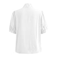 thumbnail image 6 of Womens Blouses Casual Tops Mock Neck Puff Sleeve Shirts Business Work Summer Outfits Lightweight Soft Daily Wear Fashion Tops by Yigetop White XL, 6 of 6