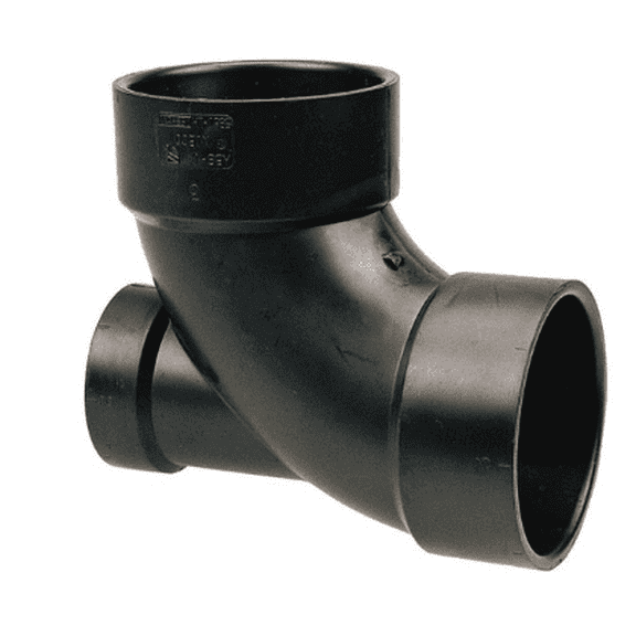 3" x 3" x 2" Hub ABS DWV 90° Elbow with Low Heel Inlet