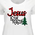 thumbnail image 4 of Inktastic Christmas Jesus is the Reason with Green Plaid Tree Women's Plus Size T-Shirt, 4 of 5