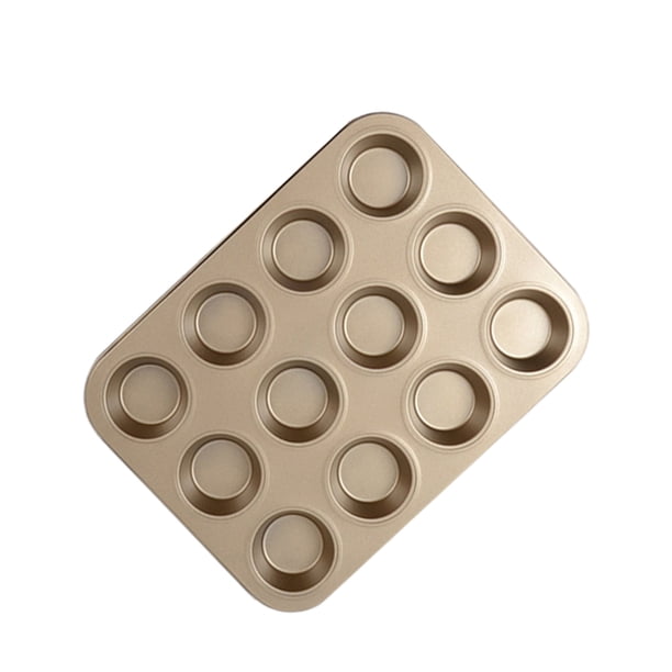 Billuyoard Muffin Cup Cake Utensilios para hornear Cupcake Herramientas Antiadherente Molde de acero Egg Bandeja para hornear Muffin Cake Mold Herramientas y accesorios para hornear oro doce Billuyoard HA001646-04