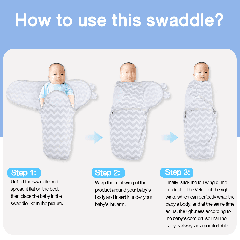 UUGEE 0 12M Swaddle Blankets for Newborn Boys Girls 3 Way Adjustable Baby Cotton 3 Pack Swaddling Wrap Set