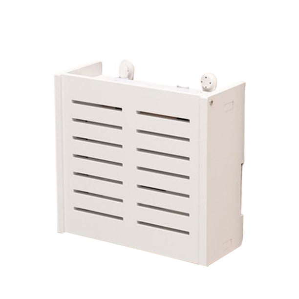 Inteprter Estante de pared para enrutador Wifi de madera ABS, soporte para gestión de cables, caja de almacenamiento para enrutador WiFi Almacenamiento y organización del hogar A