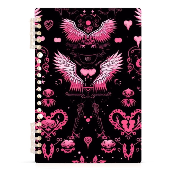 Spiral Journal Notebook Wing with Heart College Ruled Notebook 8.3" x 5.7" A5 Lined Thick Paper Page