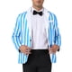 thumbnail image 5 of Blazer a rayas INSPIRE CHIC para el Día del Padre, chaqueta de traje de negocios de color contrastante de un solo botón para hombres, 2XL azul y blanco, 5 of 5