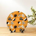 thumbnail image 6 of Kdxio Bold Black and White Leaves Orange Bone China Decorative Plate Ceramic Decorative Plate for Home Office Wall Stand Decorative Plates for Home Bedroom-8in, 6 of 6