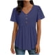thumbnail image 2 of Camiseta de Encaje de Manga Corta de Cuello Alto para las Mujeres Muñeca de Manga Corta Botón para las Mujeres, Cintura Cinching V-Cuello de Verano Top, 2 of 9