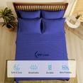 thumbnail image 4 of 1000 Thread Count 4 Piece Quality Sheet Set 21 Inch Deep Pocket 100% Egyptian Cotton Color Royal blue Solid Size Full, 4 of 7
