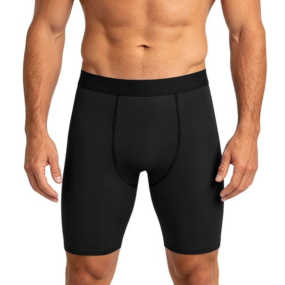hlysgo Mens Compression Shorts Performance Sport Short Athletic Underwear Workout Running Base Layer Shorts Black,M