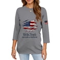 thumbnail image 5 of 250th Anniversary USA Shirts Women 3/4 Sleeve T Shirts Loose American Flag Print Tops Independence Day Patriotic Pullover 4th of July Celebration Party Round Neck 1776-2026 Blouses Gray 3XL, 5 of 5
