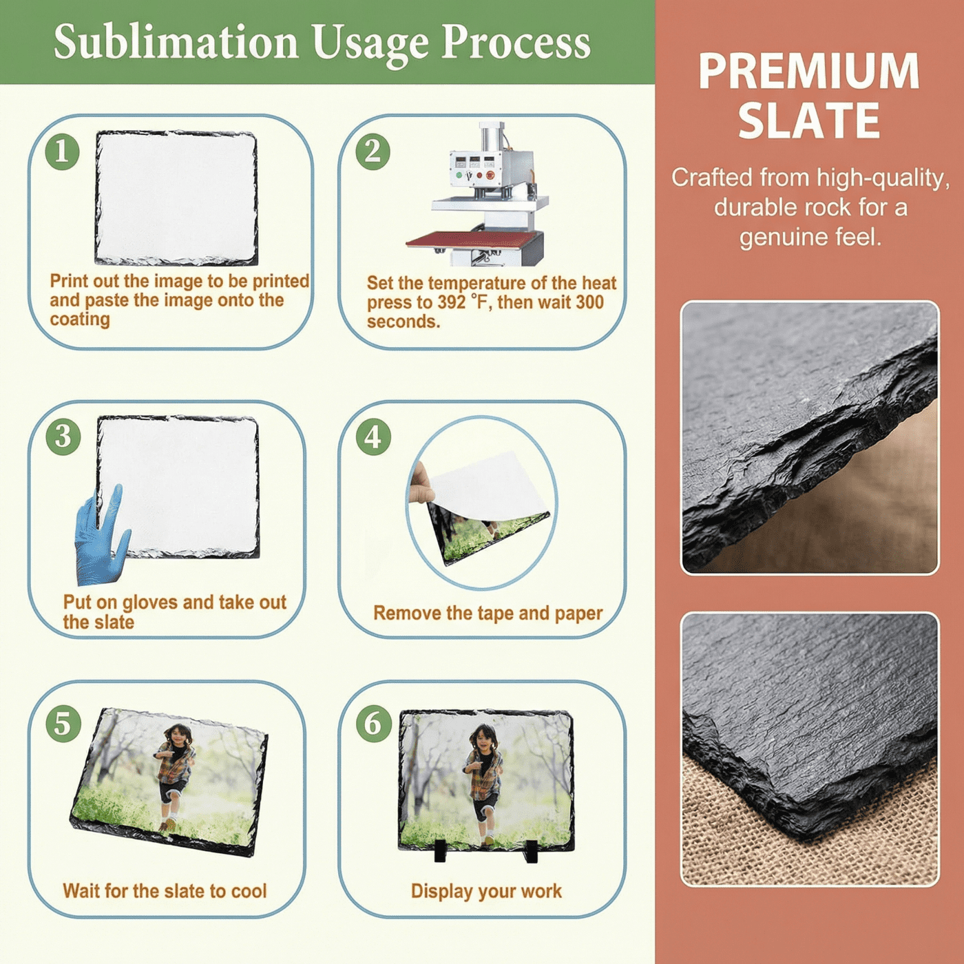 Bibana 6 Pack Sublimation Slate Blanks, 5.9x7.9 Inch Thermal Transfer Picture Frame with Display Stand for DIY Custom Gifts & Desktop Decor