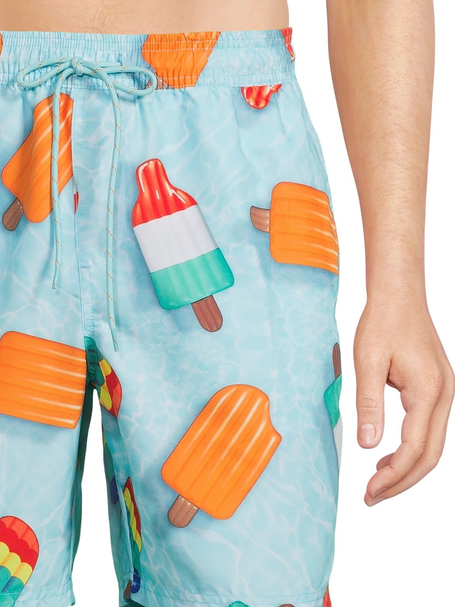 No Boundaries Men's & Big Men's Elastic Waist Swim Trunks, 7" Inseam, Sizes S-5XL