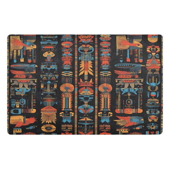 Yayeee Doormat for Inside 20"x32" Absorbent Low-Profile Washable Non-Slip Rubber Backed Entryway Rug, Black Geometric