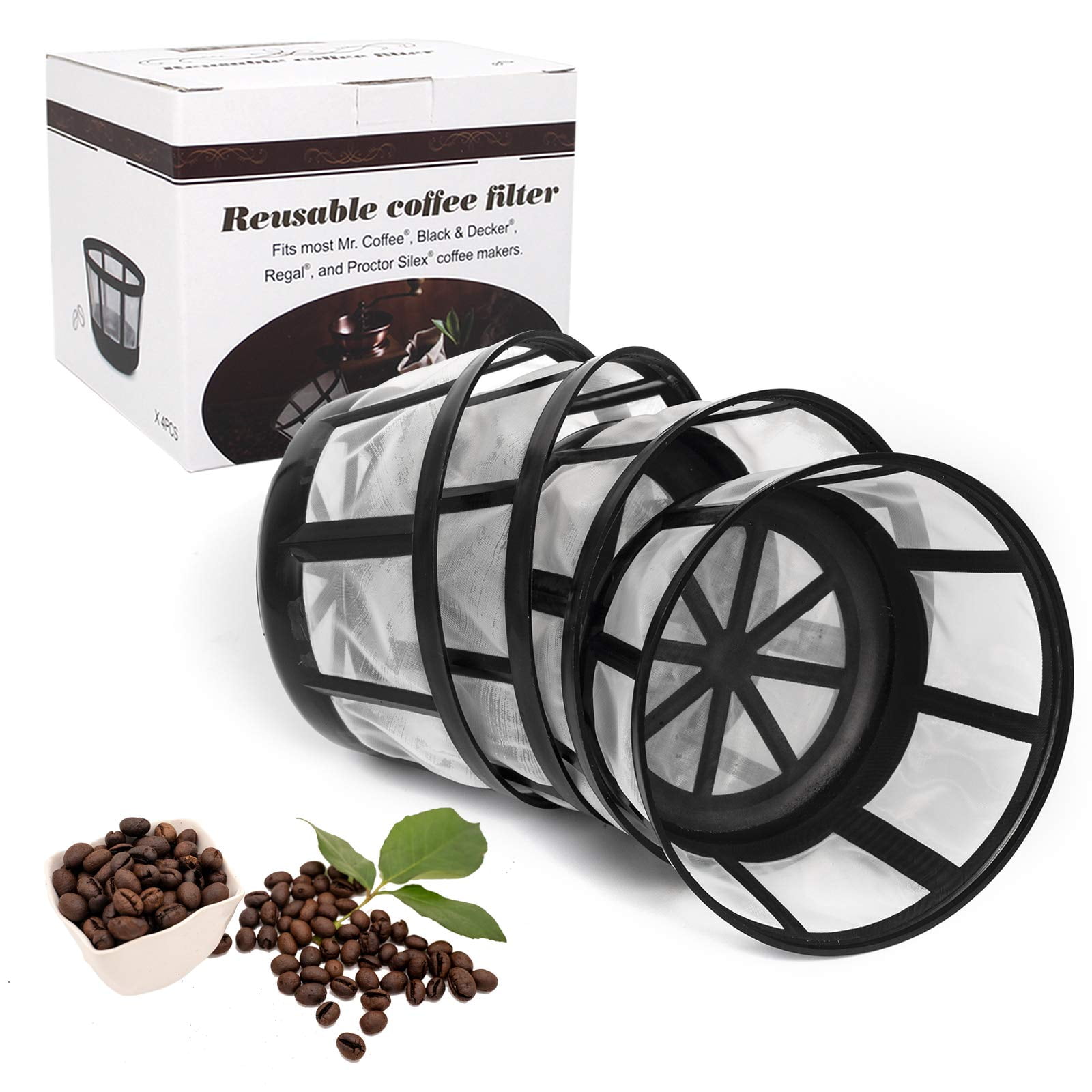 Reusable Coffee Filters 4 Packs - 8-12 Cup Mr Coffee Filters Permanent  Basket Coffee Filter Reusable for Mr. Coffee, Black & Decker Coffee  Maker-with