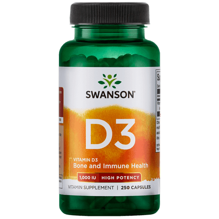 Swanson High Potency Vitamin D3 Capsules, 1,000 IU, 250 (Best Vitamin D3 1000 Iu)