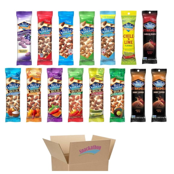 Blue Diamond Almond Variety, All Flavors, 1-2 Bags each Flavor, 1.5 Ounce (Pack of 15)