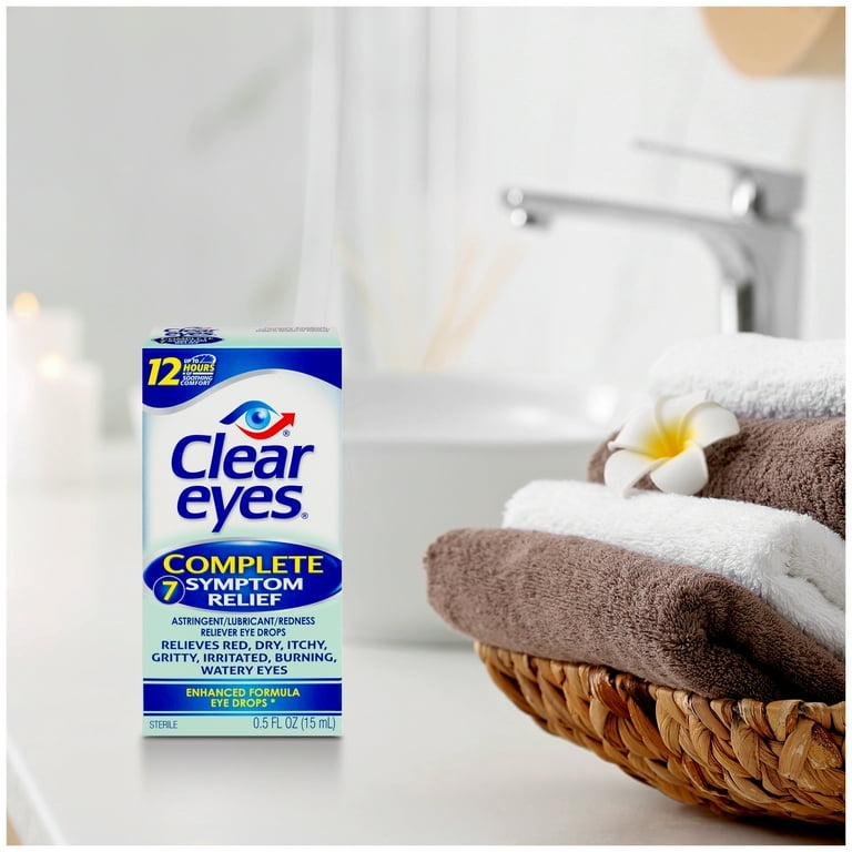 Clear Eyes 7 Symptom Relief Lubricant Eye Drops, 0.5 fl oz HSA/FSA