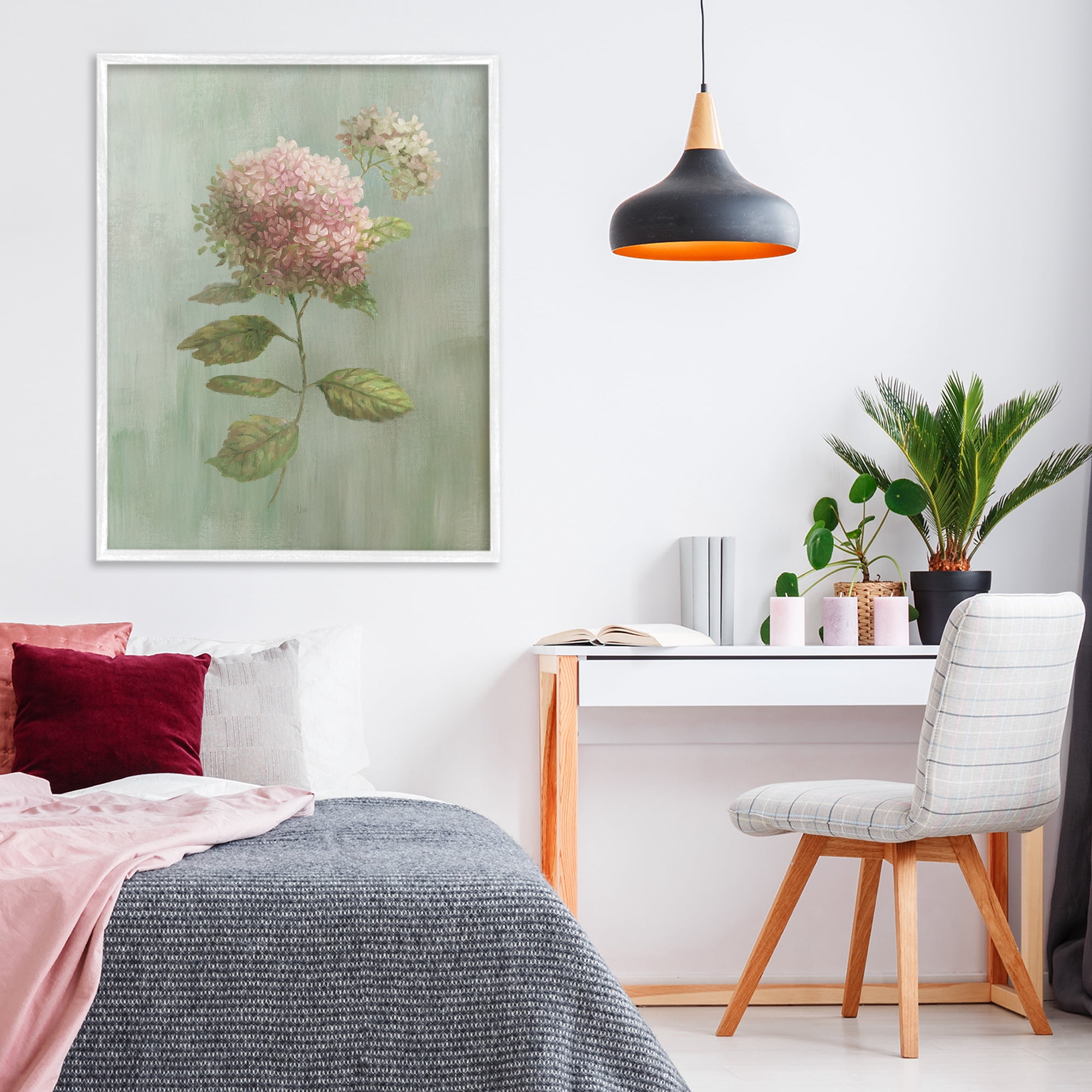 Stupell Industries Vintage Hydrangea Bushel White Framed Giclee Art, design by Nan