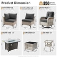 thumbnail image 5 of XIZZI 9-Piece Outdoor Patio Furniture Set, High Back Wicker Sectional with Fire Pit Table & Swivel Rocking Chairs, All-Weather Rattan Conversation Set for Patio & Garden, Black, 5 of 12