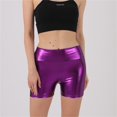 thumbnail image 2 of Women's High Waisted Metallic Biker Shorts Stretch Shiny Party Club Pants, 2 of 6