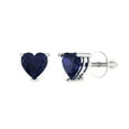 thumbnail image 2 of 1.5 Ct Heart Cut Studs Blue Sapphire 18K White Solid Solid Gold Everyday Dainty Earrings Screw Back, 2 of 7