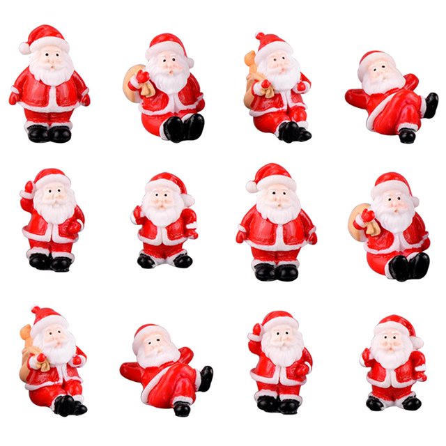 Figuritas De Navidad En Miniatura, Figuritas De Mesa De Papá Noel, Accesorios De Jardinería De Resina, Regalos De Navidad Para Niños Y Amigos 12 Uds. Kearding HA033669-00