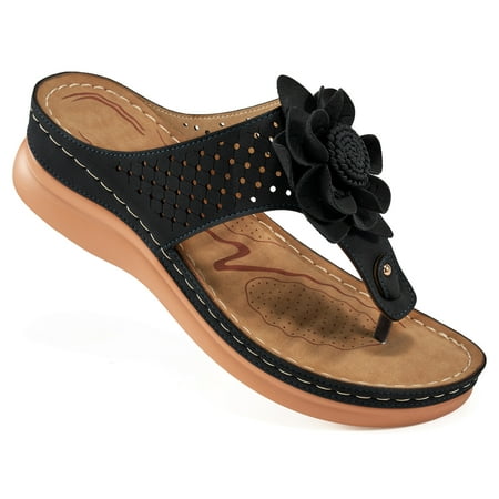 

Flip Flops for Women Sandals Comfortable Flower Clip Toe Wedge Sandal Summer Platform Shoes