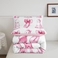 thumbnail image 5 of Homewish Watercolor Coquette Halloween Ghost Full Size Comforter Sets,Pink Bow Print Bedding Comforter Set,Pink Reversible,3 Pieces,1 Comforter and 2 Pillowcases, 5 of 7