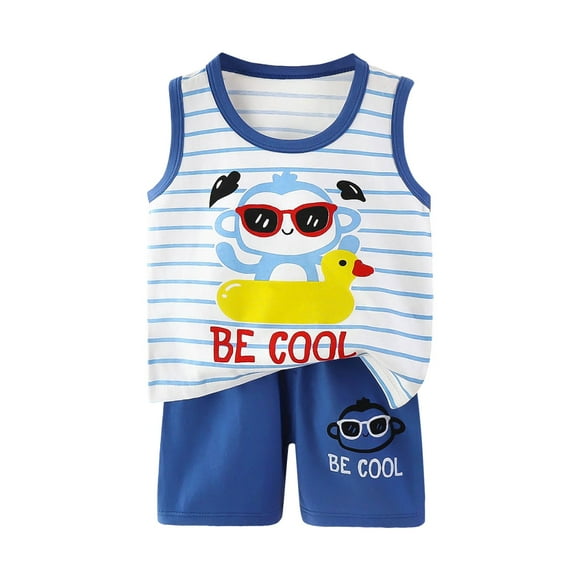 Akiihool Hip Hop Dance Outfits for Girls Toddler Girl 2 Pieces Summer Outfits Crop Top Tropical Print Shirt Hawaiian Shorts Set (Blue,12-18 Months)
