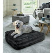 Bessie and Barnie Gravel Stone Luxury Extra Plush Faux Fur Rectangle Pet/Dog Bed