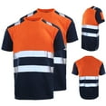 thumbnail image 2 of High Visibility Shirts for Men Quick Dry Safety Shirts Short Sleeve Crew Neck Construction Work Tops Stretch Elastic Workout Tops, 2 of 7