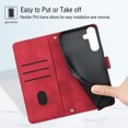 thumbnail image 4 of ELEHOLD Leather Wallet Case for Samsung Galaxy A54 5G Practical Card Holders Stand Function Detachable Wriststrap Shockproof Purse Case Women Men for Samsung A54 5G,Red, 4 of 7