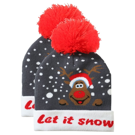 SSLR Adult Christmas Hat Ugly Christmas Beanie Hat Knitted Cap Pompom Holiday Cuffed Funny Warm Hat