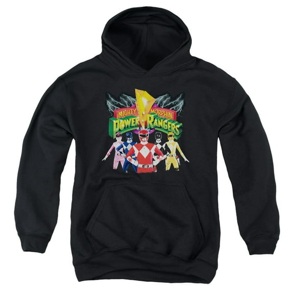 Trevco Power Rangers-Rangers Unite Youth Pull-Over Hoodie- Black - XL