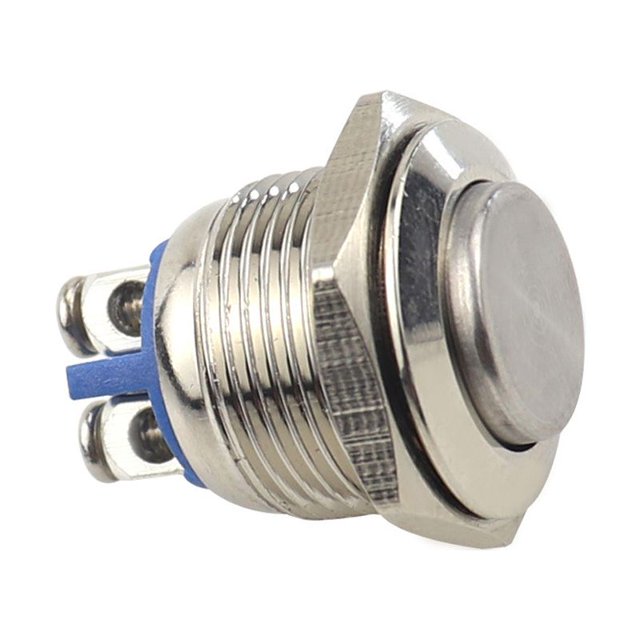 Botón pulsador momentáneo, interruptor de bocina para timbre, barco, coche, Metal impermeable, plateado, 16*23,5mm