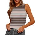 thumbnail image 1 of Plebaso Débardeurs Rayés Slim pour Femmes Sans Manches Col Rond Blouses Froncées Été Décontracté Basique Tee Tops, 1 of 5