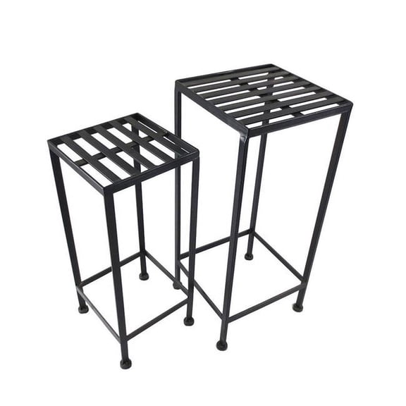 Santas Workshop 37030 Iron Plant Stand 2 Nested, Black