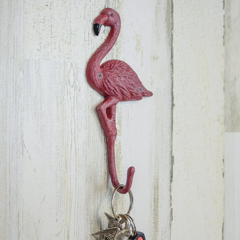 Metal Flamingo Pink Wall Mount Coat Hat Rack Key Hook Kitchen