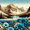 thumbnail image 3 of Ambesonne Lake Duvet Cover Set, Mountain Scene Icy Tone Floral, King, Pale Blue Pastel Brown, 3 of 6
