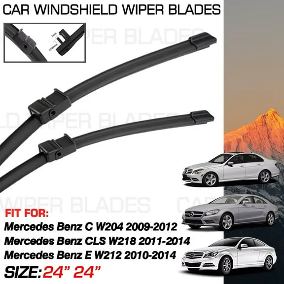Wiper Blade Set 2 Piece - Compatible with 2008 - 2014 Mercedes-Benz C300 2009 2010 2011 2012 2013