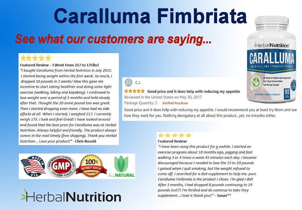 Caralluma Fimbriata 1200mg Herbal Nutrition Brand Two 90 Count Bottles! Weight Loss Supplement